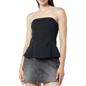 The Drop Alejandra Strapless Corset Top Black Women's Peplum Blouse - XL NWT